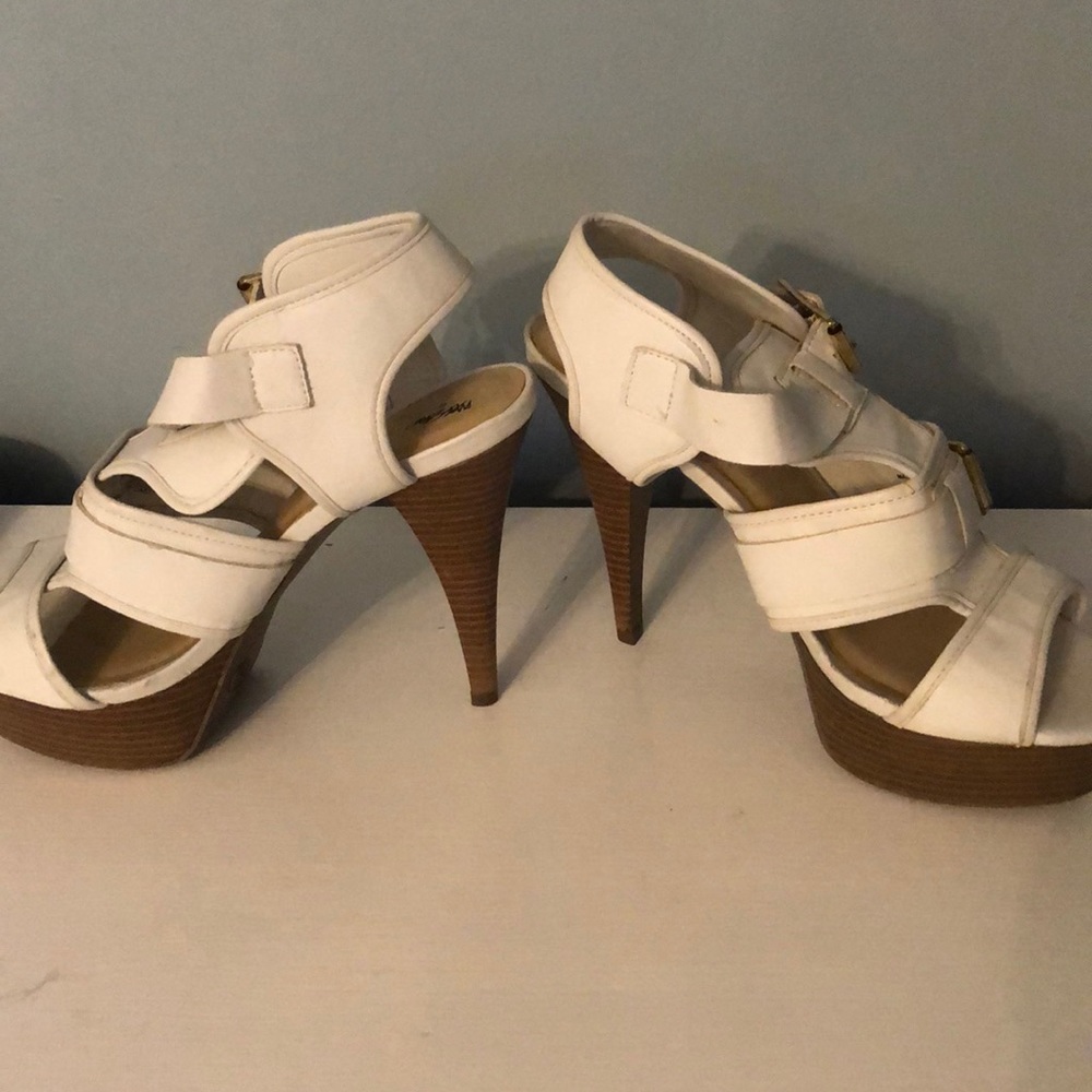 White buckle heels